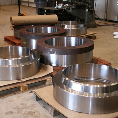 Blowout Preventer Adapter Ring In Various Machining Stages
